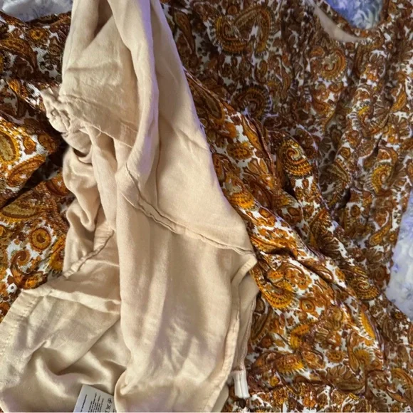 Faithfull the Brand Paisley Mini Dress in Brown and White - Picture 9 of 9